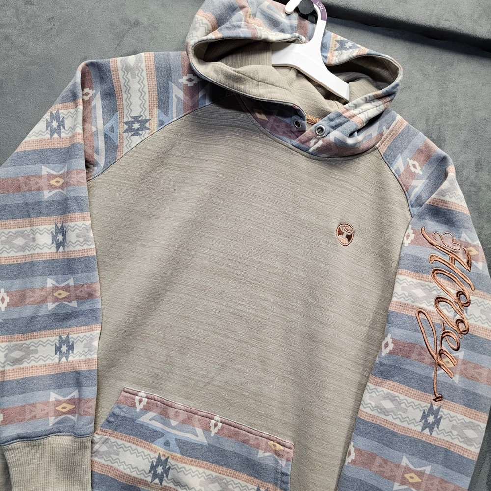 HOOEY Men's XXL Tan Southwestern Aztec Print Sleeve Hoodie Sweatshirt